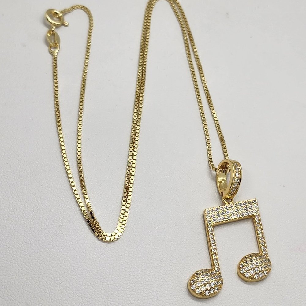 Brand New Sterling Silver 925 Music Note Necklace